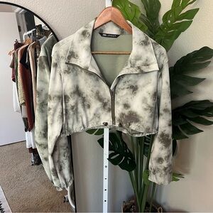 ✨ ZARA Cloud Wash Windbreaker Jacket XL | Cropped Drawstring Zip-Up Pullover